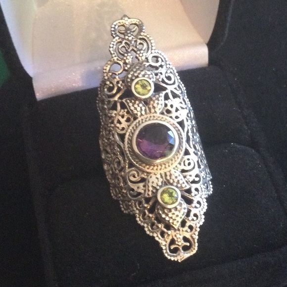 Treasure Of Morocco Genuine Amethyst, Peridot Ring - Picture 11 of 11